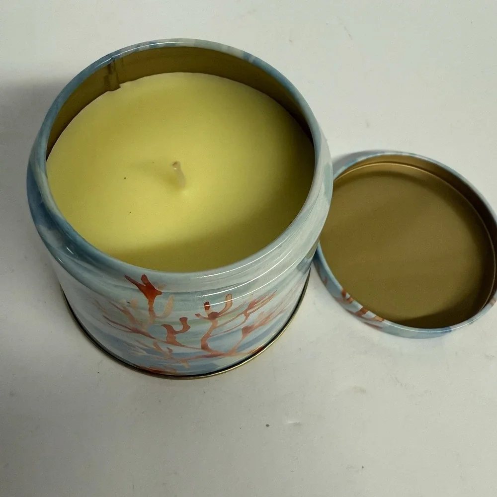 Pier 1 Imports Coral Waters Scented Candle 6.8‎ oz Tin Jar Sea Life Decor NWT